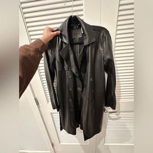 Blank NYC black faux leather trench coat in size XS NWT